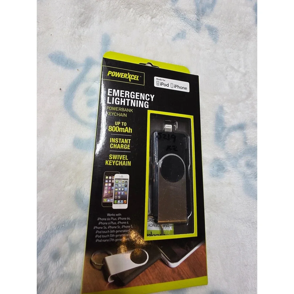 PowerXcel‎ Emergency Lightning Powerbank Keychain 800mAh MFI Apple iPhone iPod